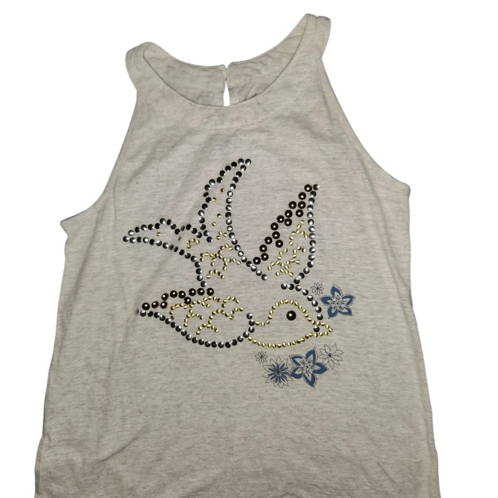 Justice Gray Tank Top with Bird Design
